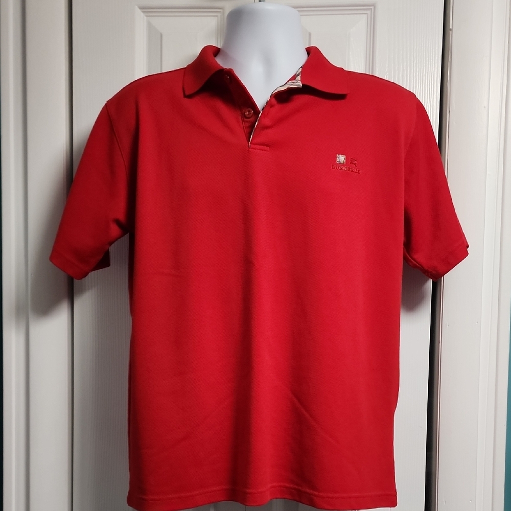 Burberry Red Polo SS Shirt for Men Large